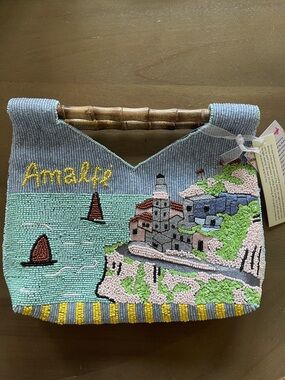 NEW Hand-Beaded Amalfi Coast Scene Bag with handle
